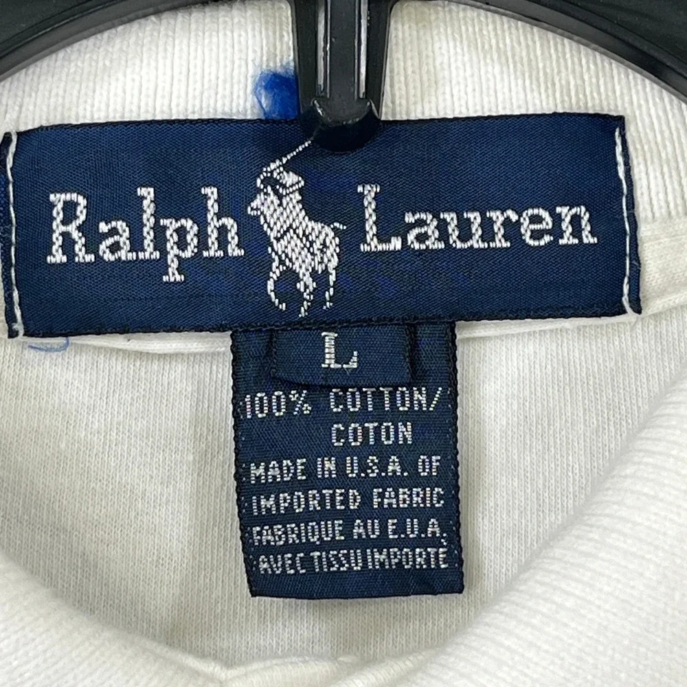 Vintage 90s Ralph Lauren Polo Shirt Mens L White Long Sleeve Pony Logo Casual